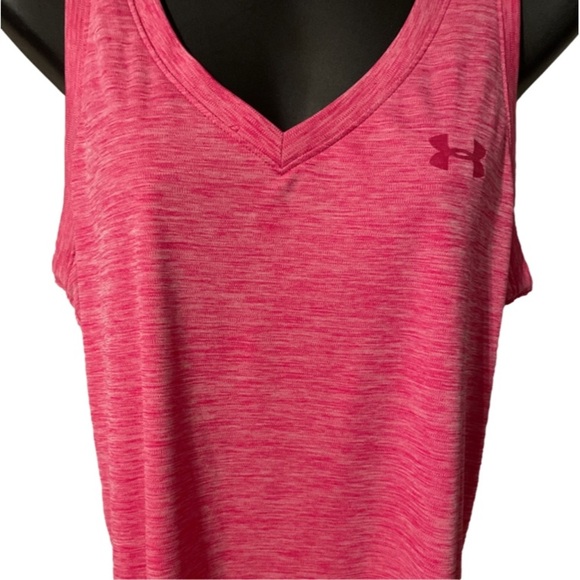 NWOT Medium Under Armour Heat Gear pink sleeveless v-neck tank top - Picture 4 of 13